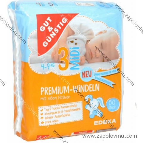 G+G Premium dětské pleny MIDI 4-9kg 50ks