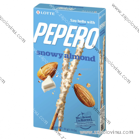 Pepero tyčinky snowy almond Lotte 32 g