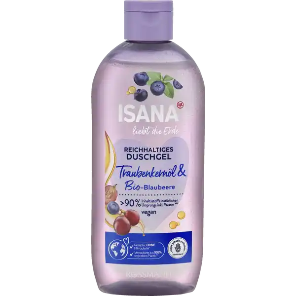 ISANA sprchový gel Loves the Earth s olejem z hroznových jader a borůvkami 250 ml
