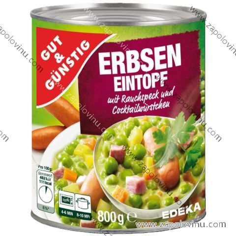 G+G hrachový eintopf s koktejlovými klobásami 800 g
