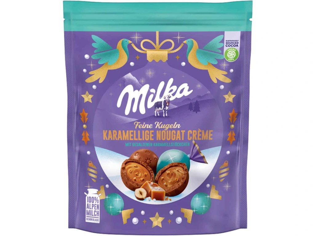 Milka jemné kuličky karamel a nugát 90g