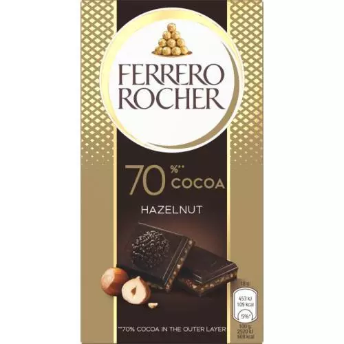 Ferrero Rocher hořká čokoláda 70% s lískovými ořechy 90 g