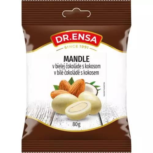 Dr. Ensa mandle v bílé čokoládě s kokosem 80g