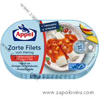APPEL Filety ze sleďů v Mango chili omáčce 200 g Pomačkaný neporušený obal