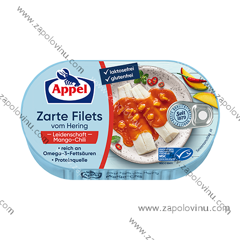 APPEL Filety ze sleďů v Mango chili omáčce 200 g Pomačkaný neporušený obal