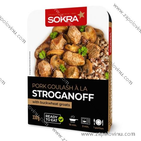 Sokra Vepřový guláš a la Stroganov s pohankovými kroupami 330 g