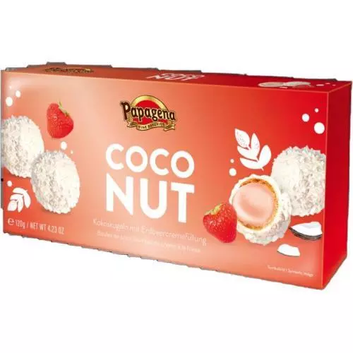 Papagena Kokosové kuličky s jahodovou náplní 120g