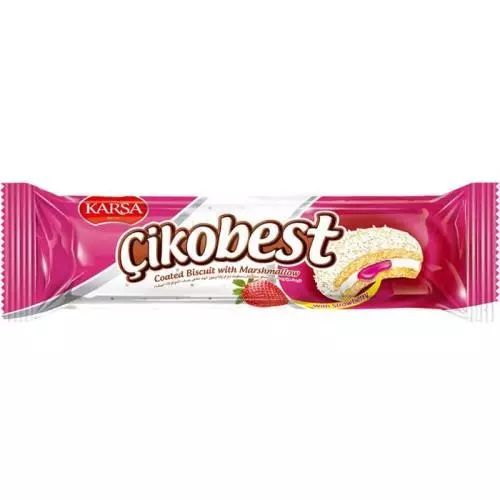 Karsa cikobest biscuits bílá čoko s jahodovou náplní 48g