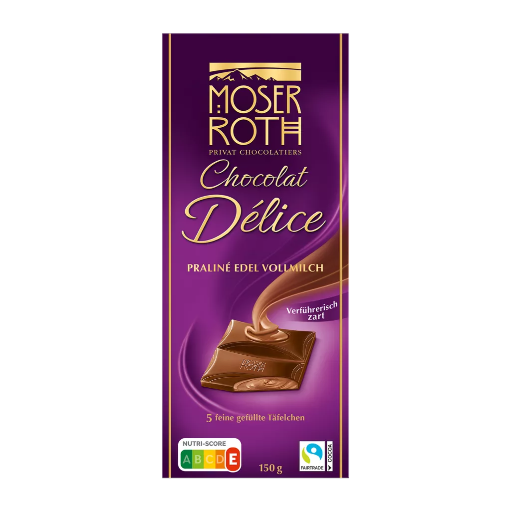 MOSER ROTH Chocolat Délice Praline mléčná 150g Datum minimální trvanlivosti 1.5.2026