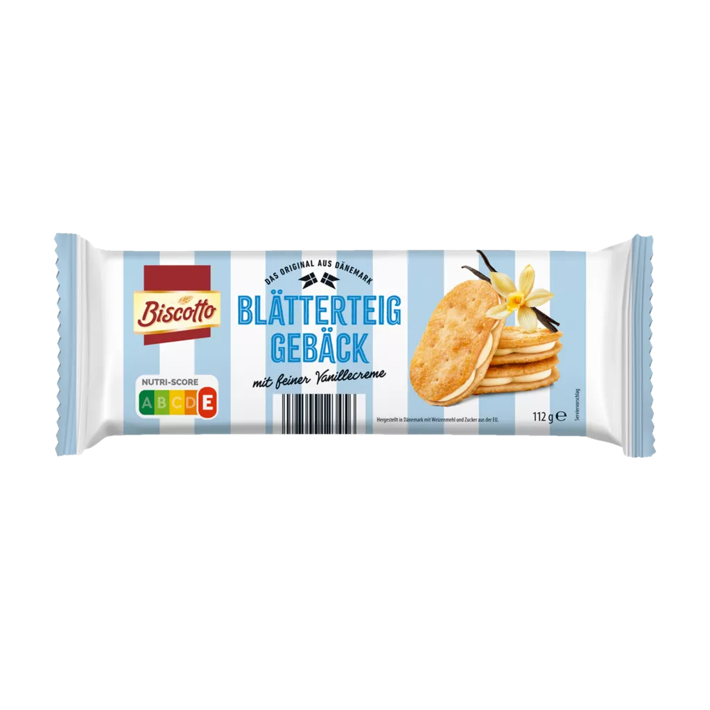 BISCOTTO Blätterteiggebäck sušenky s vanilkovým krémem 112g