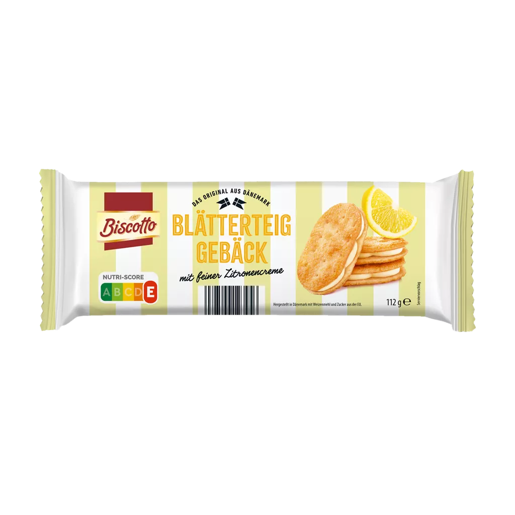 BISCOTTO Blätterteiggebäck sušenky s citronovým krémem 112g