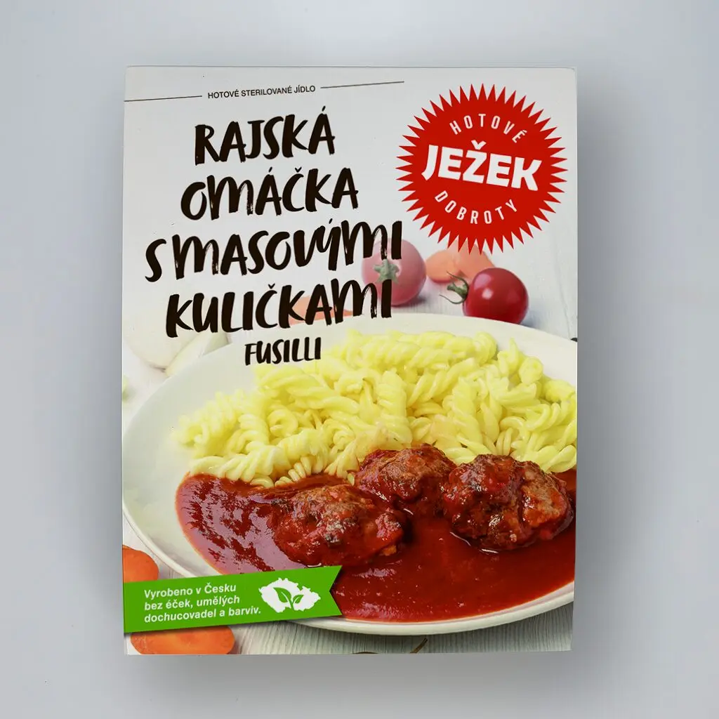 Ježek Rajská omáčka s masovými kuličkami, rýžové fusilli 450g