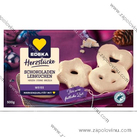 Edeka Čokoládový perník Srdce hvězdy preclíky v bílé čokoládě 250 g
