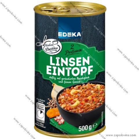 Edeka Premium čočkový eintopf s uzenou slaninou a zeleninou 500g