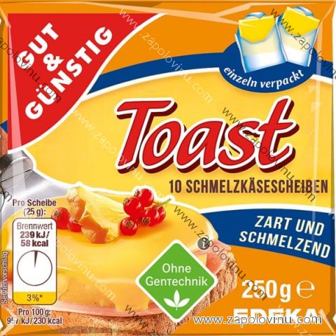 G+G Sýrové plátky Toast 45% tuku 250 g