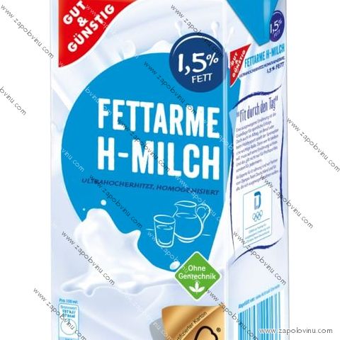G+G Trvanlivé nízkotučné mléko 1,5% 1L