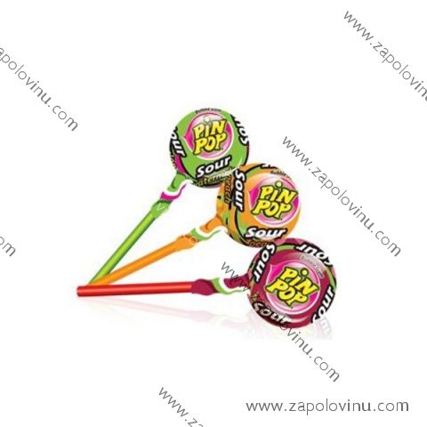 Pin Pop Sour lízátko s kyselou ovocnou příchutí a žvýkačkou 17g