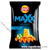 Lay's Maxx Smažené bramborové lupínky s příchutí sýra a cibulky 120 g