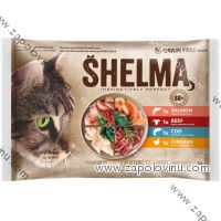 Shelma kočka kuřecí hovězí losos a treska 4 ks 85 g