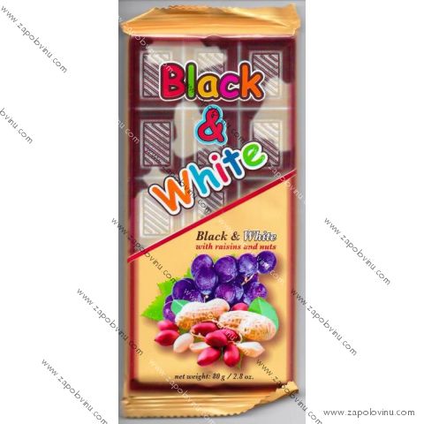 Chocomoco BLACK+WHITE ROZINKY S ARAŠÍDY 80g