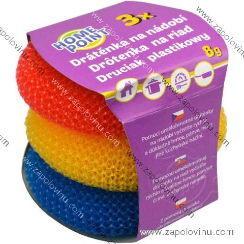 Home Point Plastová drátěnka na nádobí 3ks mix barev (8cm)