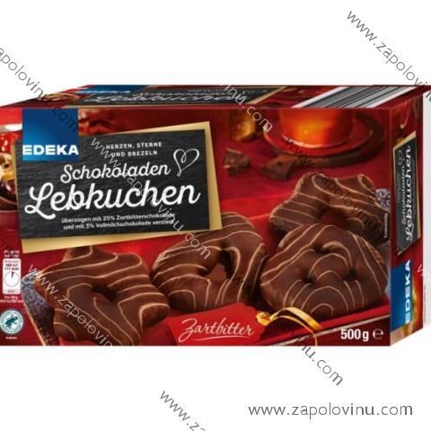 EDEKA Čokoládový perník srdíčka, hvězdičky, preclíky v hořké čokoládě 500g