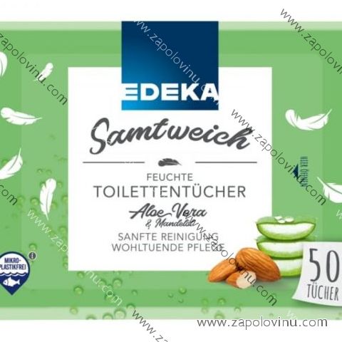 Edeka Prémiové Vlhčené toaletní ubrousky s Aloe Vera a mandlovým olejem 50 ks