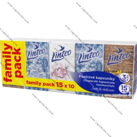 Linteo papírové kapesníčky 3-vrstvé 15 x 10 ks