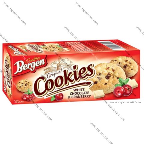 Bergen Cookies sušenky s bílou čokoládou a brusinkou 130g