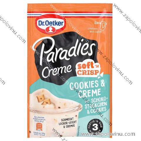 Dr. Oetker Paradise Cream Soft'n Crisp Cookies + Cream s kousky čokolády a sušenkami 78g