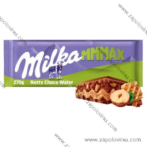 Milka čokoláda Mmmax Wafer mléčná, oplatka a oříšky 270g