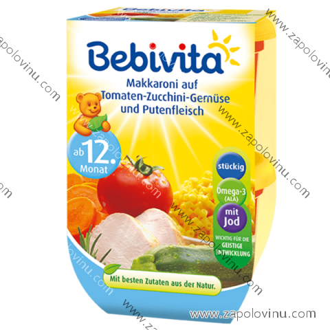 BEBIVITA, MAKARONY, CUKETA, ZELENINA A KRŮTÍ MASO OD 12. MĚSÍCE, 2X250G, 0,5 KG